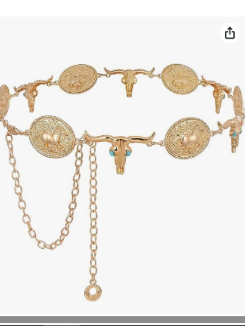 Western Concho Belt Women’s Silver Gold Turquoise Cowgirl Chain Belt